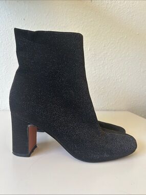 Marc Fisher Black Sparkle Gemi Mid Heel Booties
